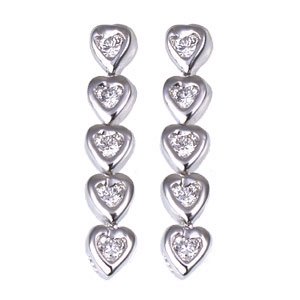 Five Heart Dangle .925 SS Earrings
