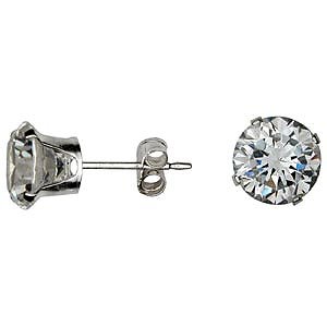 FREE SHIPPING Round CZ Clear Earrings