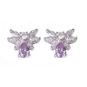 FREE SHIPPING Purple & Clear Angel Earrings