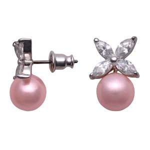 FREE SHIPPING Lt Pink Flowering Pearl Earrings