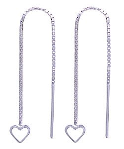 FREE SHIPPING!! Threaded Sterling Sliver Dangle Hear Earrings