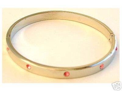 FREE SHIPPING!!! 18 ct. Bangle Bracelet with pink stones