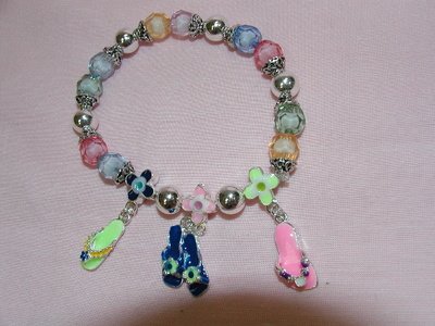 FREE SHIPPING !! Multicolored Flip Flop Charm Bracelet