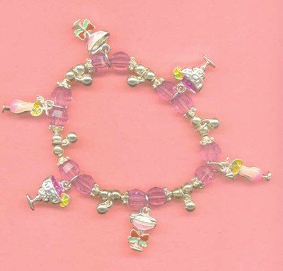 Free Shipping: Purple Beaded Cocktail Charm Bracelet