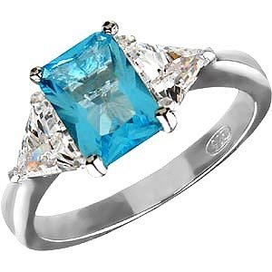 MARCH BIRTHSTONE Ladies CZ AquaMarine Ring Size 6