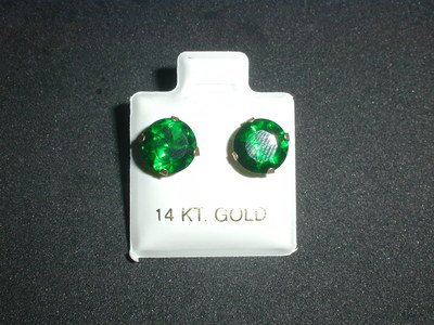 St Patrick's 8 mm Emerald Green CZ Earrings