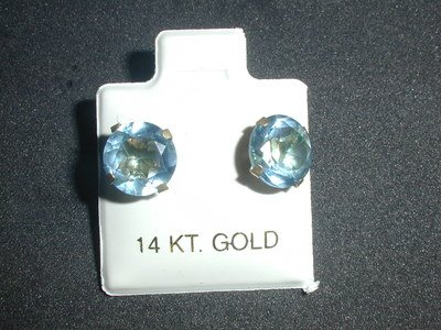 Sparkling 8 mm Light Blue CZ Earrings