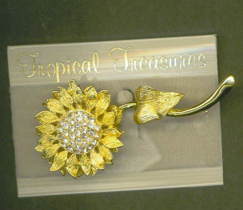 Sparkling Swarovski Crystal Broad Pin Sunflower
