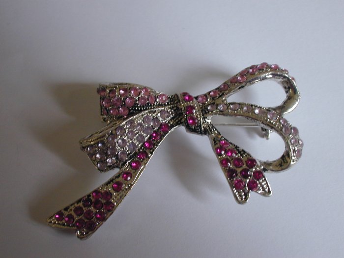 Pink Bow Crystal Pin