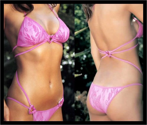 Pink Lace Monokini w/ Heart Accents