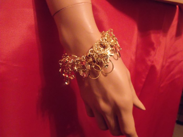 Gold stretched charm bracelets