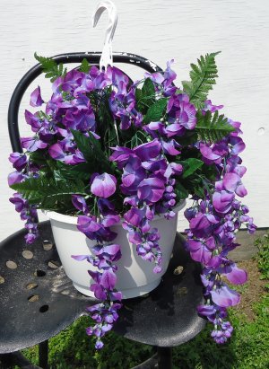 Handmade Artificial Flower Hanging Basket style no. 6