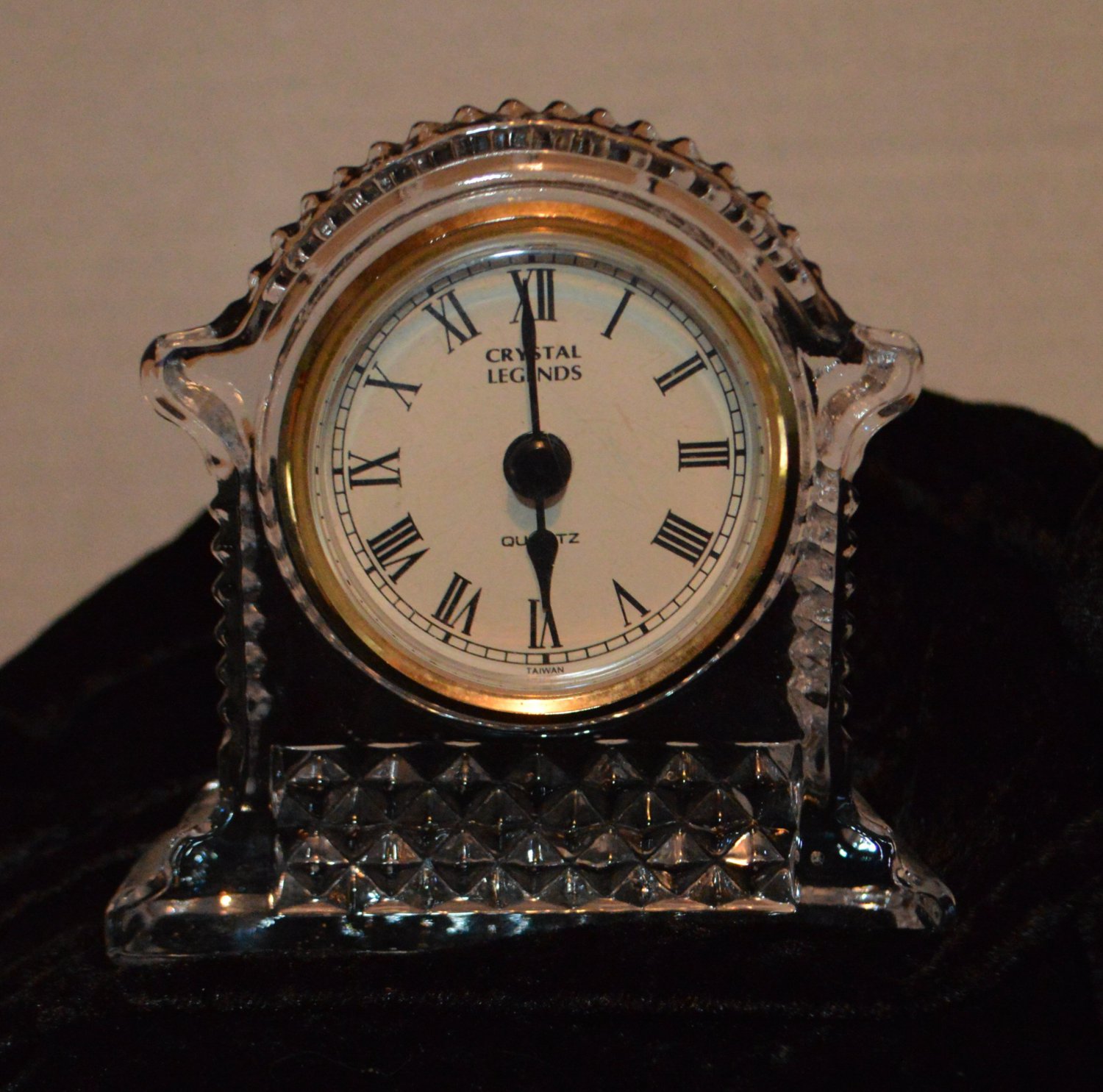 Unique shape for 24 Lead Crystal Clock Roman Numeral Design Godinger