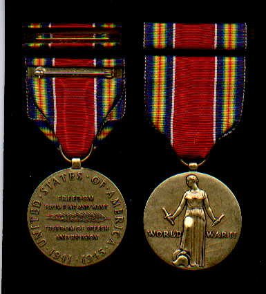 WWII Victory Military Award medal with ribbon bar