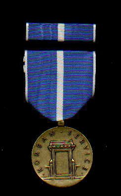 1. Korean War Service medal with ribbon bar