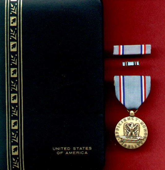 Air Force Good Conduct medal in case with ribbon bar and lapel pin