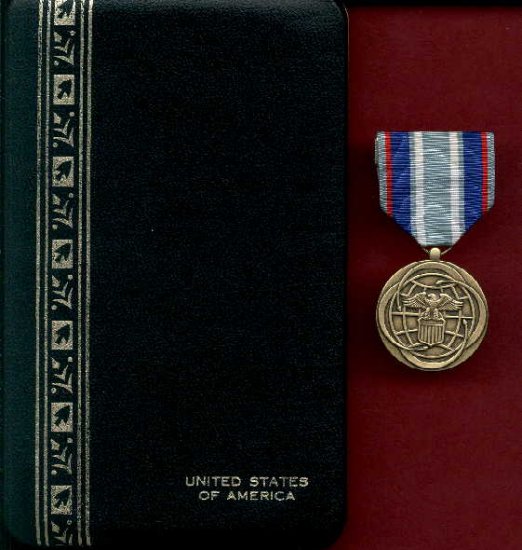 Air and Space Campaign medal in case with ribbon bar and lapel pin