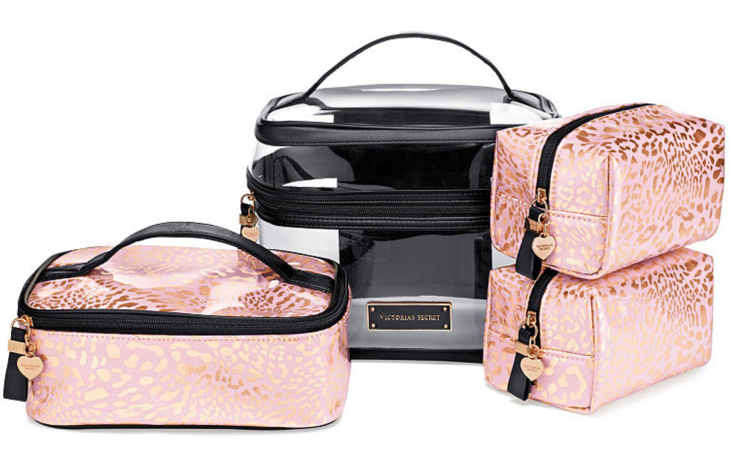 Victoria's Secret Fourpiece Travel Case Set Pink Leopard