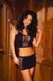 Seamless triple diamond net pattern cami top and matching mini skirt /