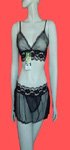 Sexy 2 pc floral lace cami with soft bra n skirt with attached panty