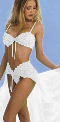 Sexy stretch lace 3 pc set inclu. top, wrap n matching g string, gorgeous
