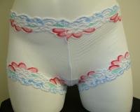 Multi colored stretch mesh cheeky shorts