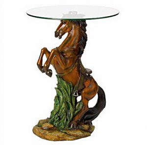 Majestic Stallion Glass Top Altar Table