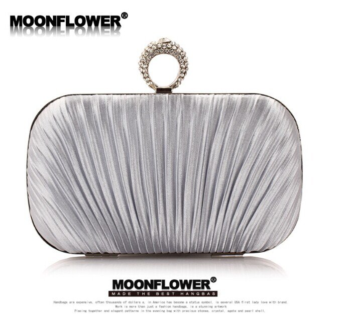 Designer Royal Satin Ruffles Rhinestones Bling Clutch Evening Bags For Women Online