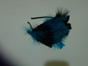 black and royal blue feathered headband