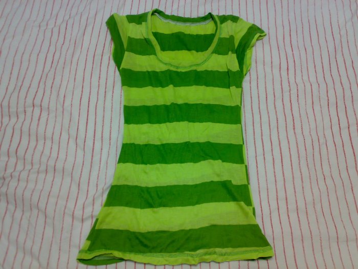 GREEN STRIPED LONG TEE