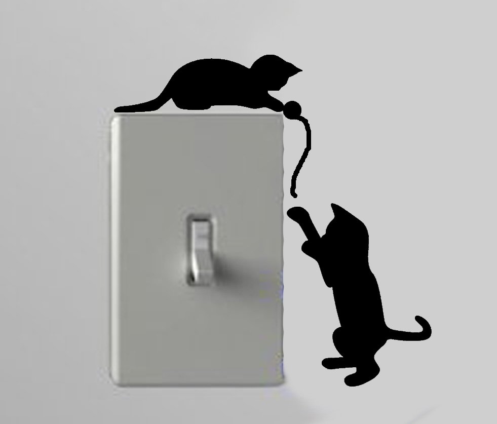Two Cats Playing With a Ball Of String Light Switch Wall Art Vinyl Decal