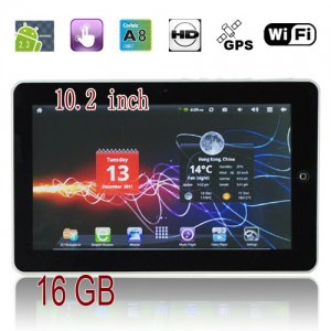 10.2 inch Android 2.3 Multi-Point Resistance Screen WIFI HDMI GPS Tablet PC- Silvery