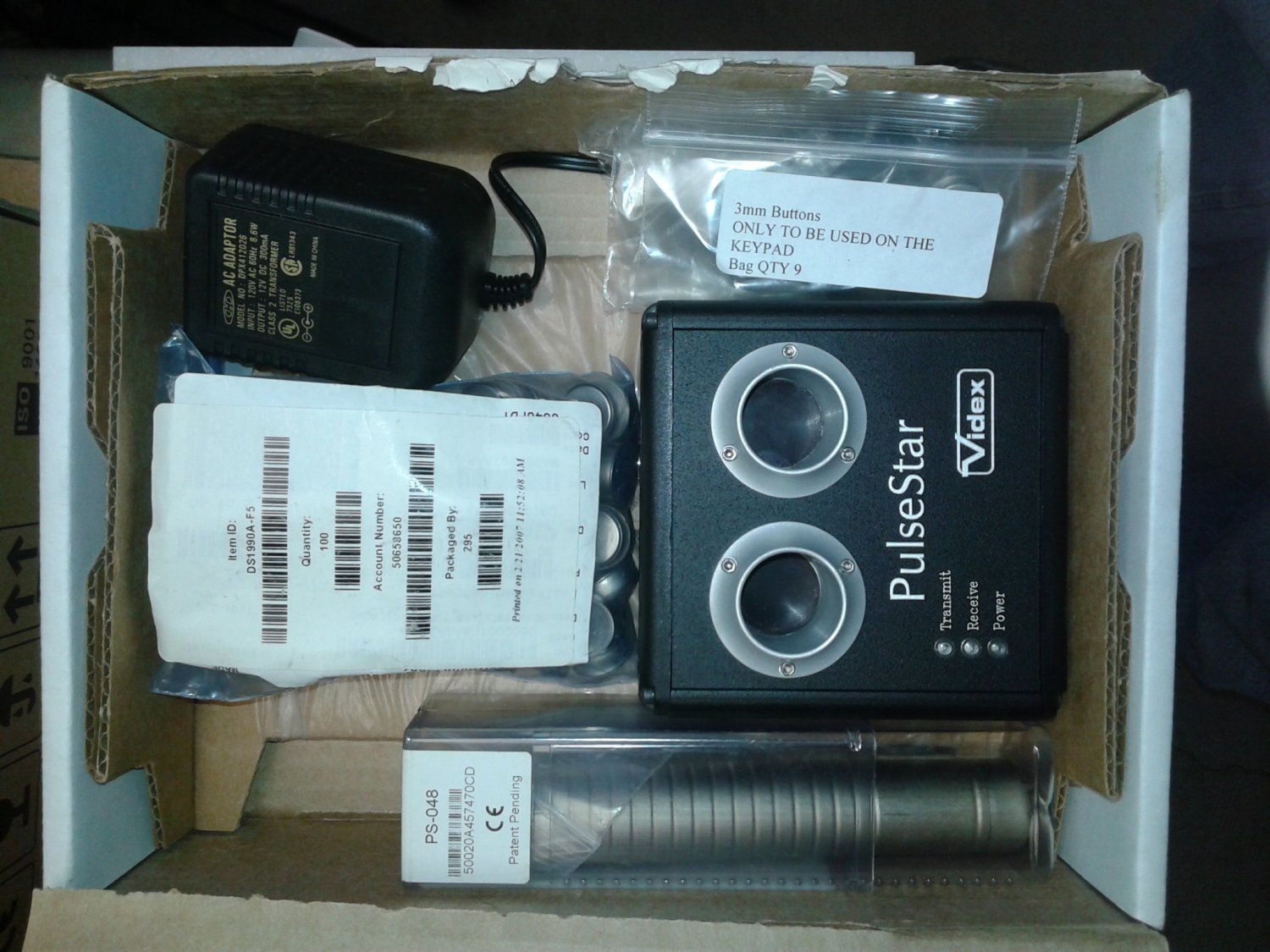 VIDEX PULSESTAR WATCHGUARD TIMEKKEEPER WAND, BASE & 109 BUTTONS