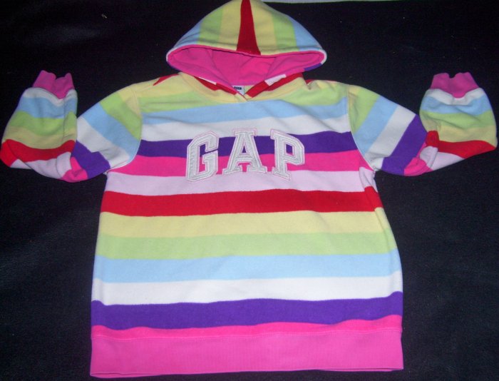 Girls L 10 GAP Striped Logo Hoodie Sweatshirt