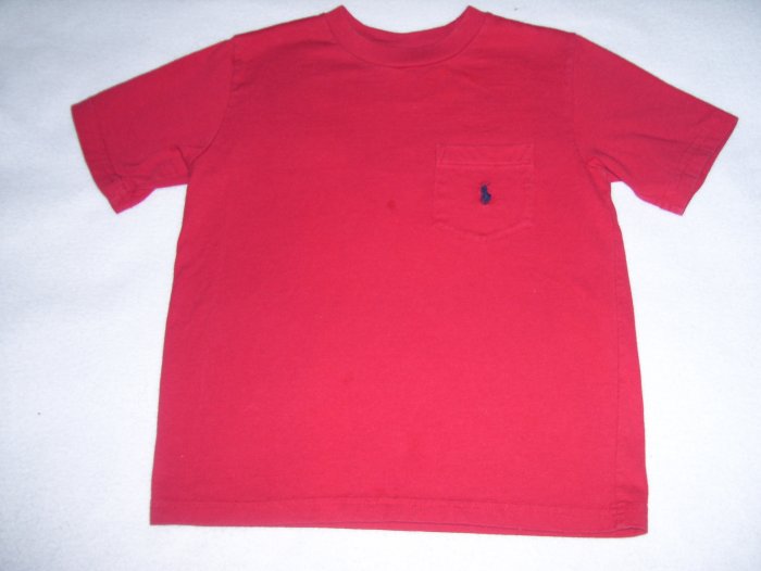 Boys 6 RALPH LAUREN POLO Red Pocket T-Shirt Pony Logo
