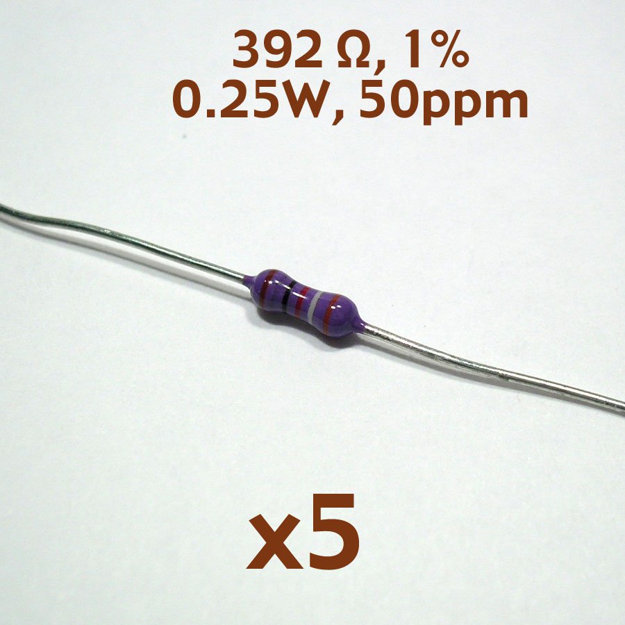 NIC 392 ohm 1% 1/4 watt axial resistor (5 pcs, NoS)