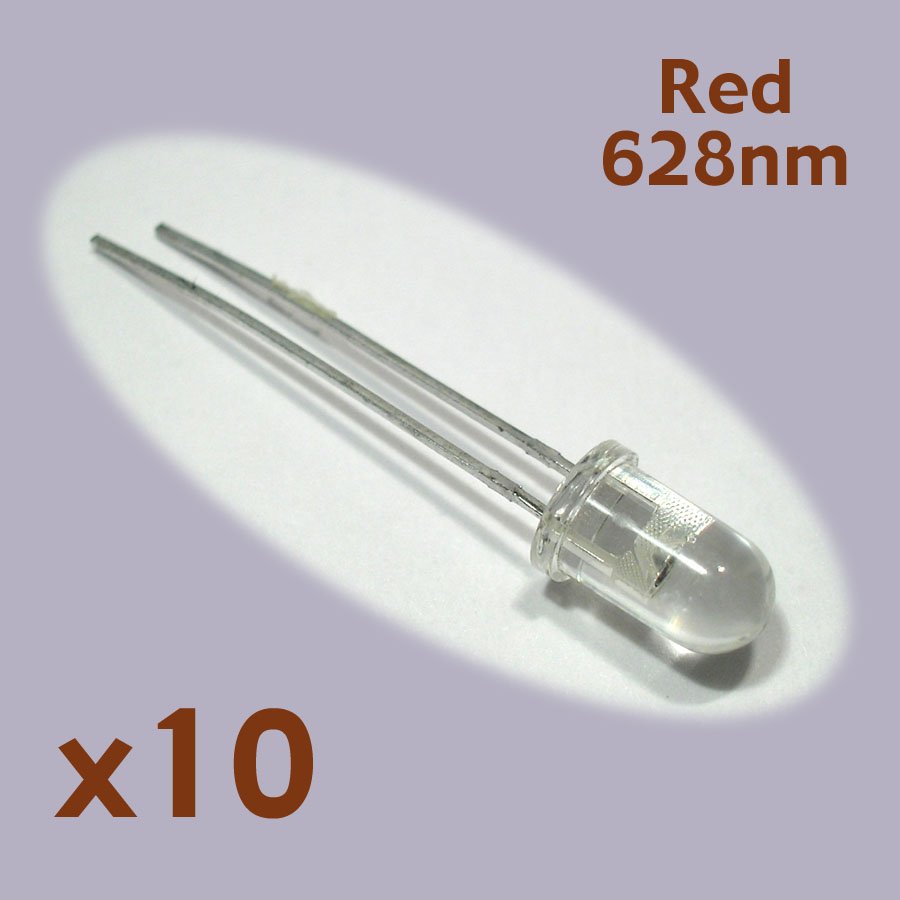 Red LED radial leads 5mm (10 pcs, NoS)