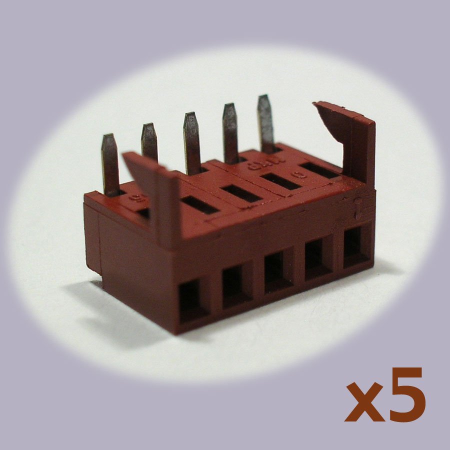 Molex 38-00-1335 5-pin Board Edge Connector Brick Red (5 pcs, NoS)