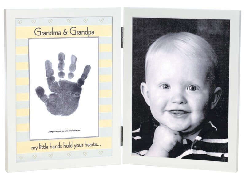 'Grandma & Grandpa' Sweet Somethings Handprint White Wood Photo Picture Frame