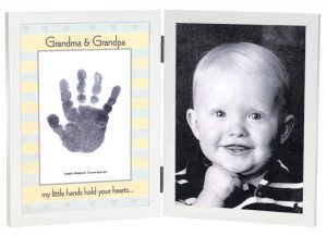 'Grandma & Grandpa' Sweet Somethings Handprint White Wood Photo Picture Frame