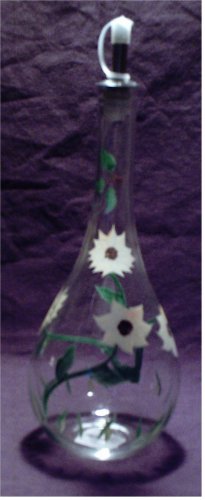 Lovely hand painted glass sunflower cruet bottle