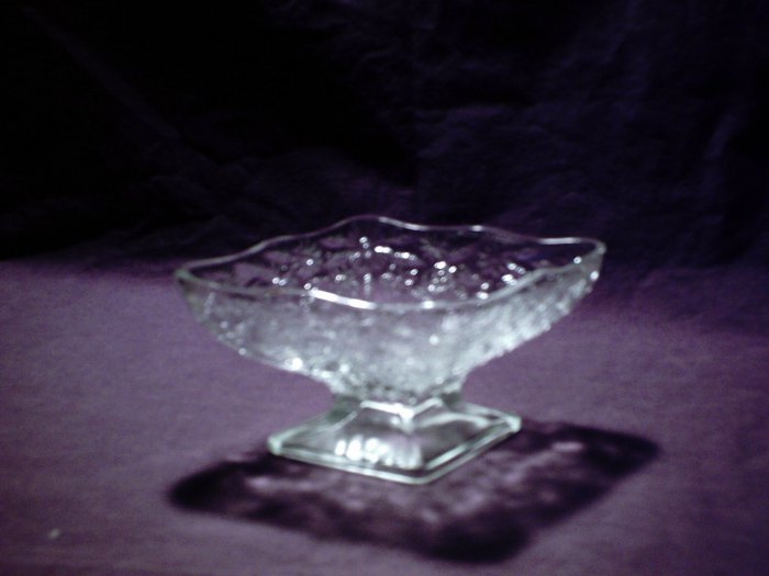 Beautiful diamond shaped cut glass pedestal dish floral pattern