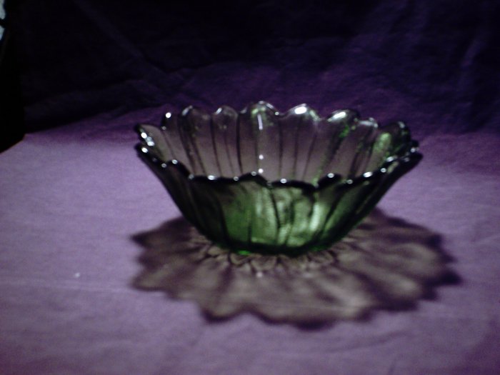Large green flower glass bowl