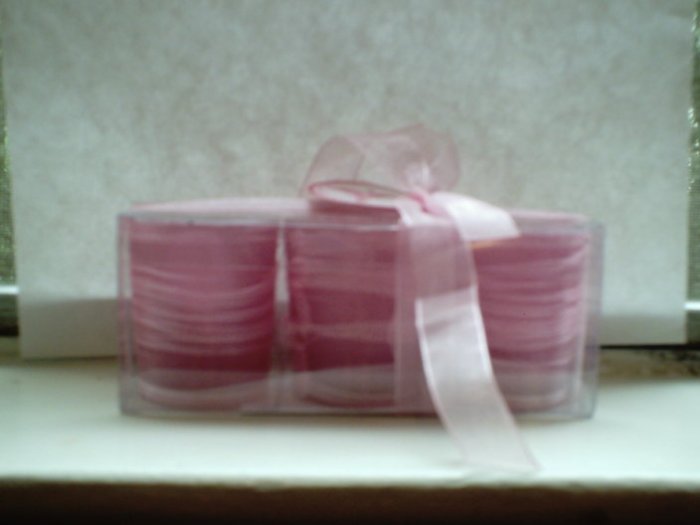 Battery Operated "Think Pink" Fabric Covered Votive Candles NIP