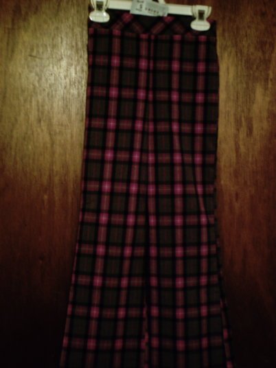 NWT Girls' size Small (6/6X) Xhilaration plaid purple and gray flared leg pants