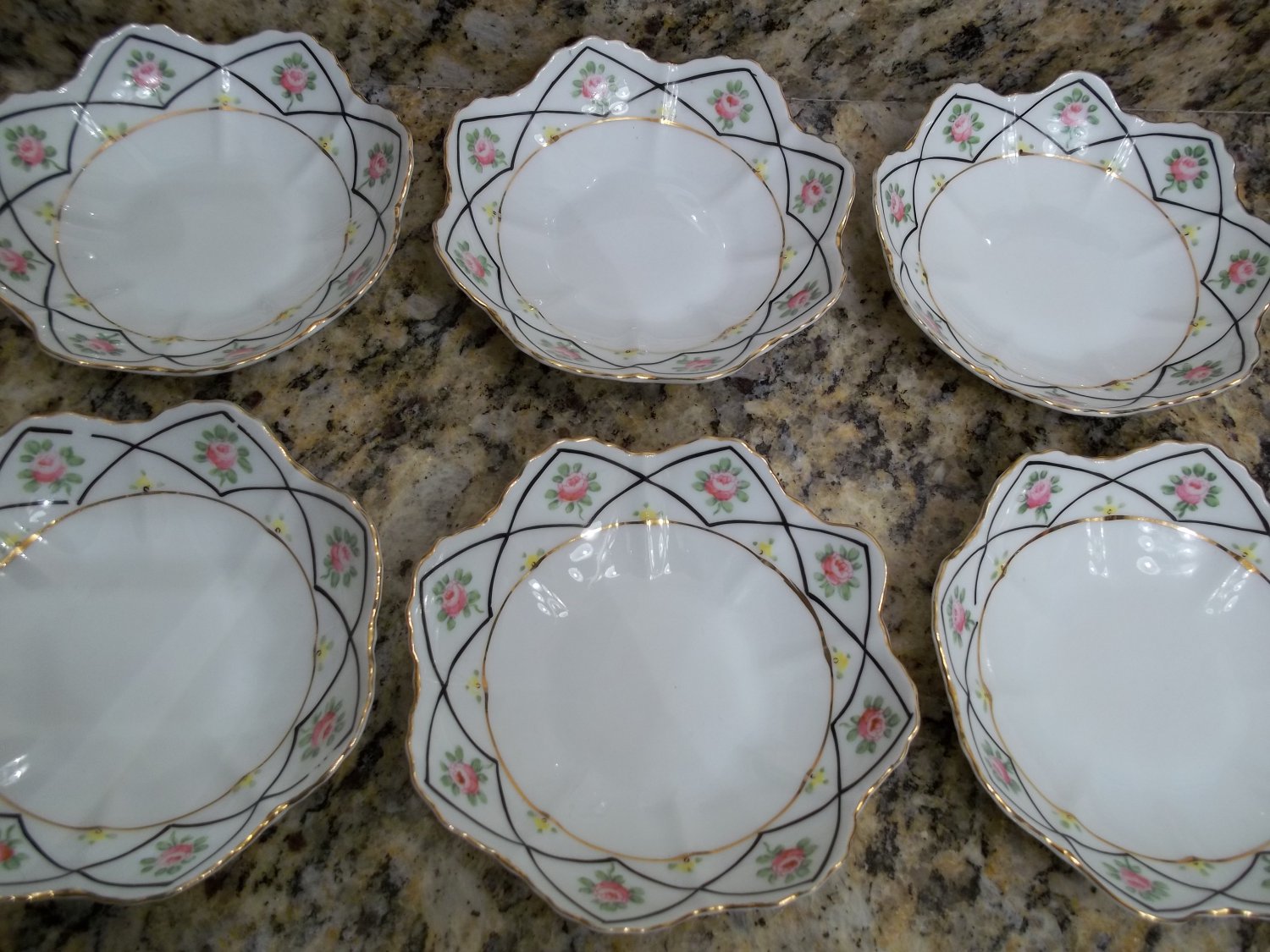 Meiji-Era Nippon Star-Shaped Relish Dishes - 6 TOTAL