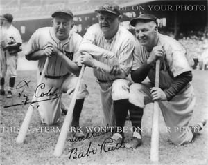 Babe Ruth And Ty Cobb Baseball Legends Signed Autographed X Rpt Photo