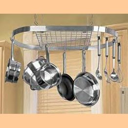 Leyse Oval Stainless Steel Hanging Pot & Pan Rack NIB