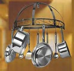 Black Porcelain Enamel Pot & Pan Rack Wall Mount NIB