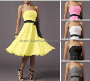 A-line Custom Short Evening Dress Cocktail Dress Stock Knee Length White Red Pink Bridesmaid Dress